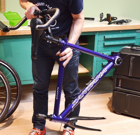 Captain seat post including the Stoker stem and handlebars are inserted into the Captain seat tube